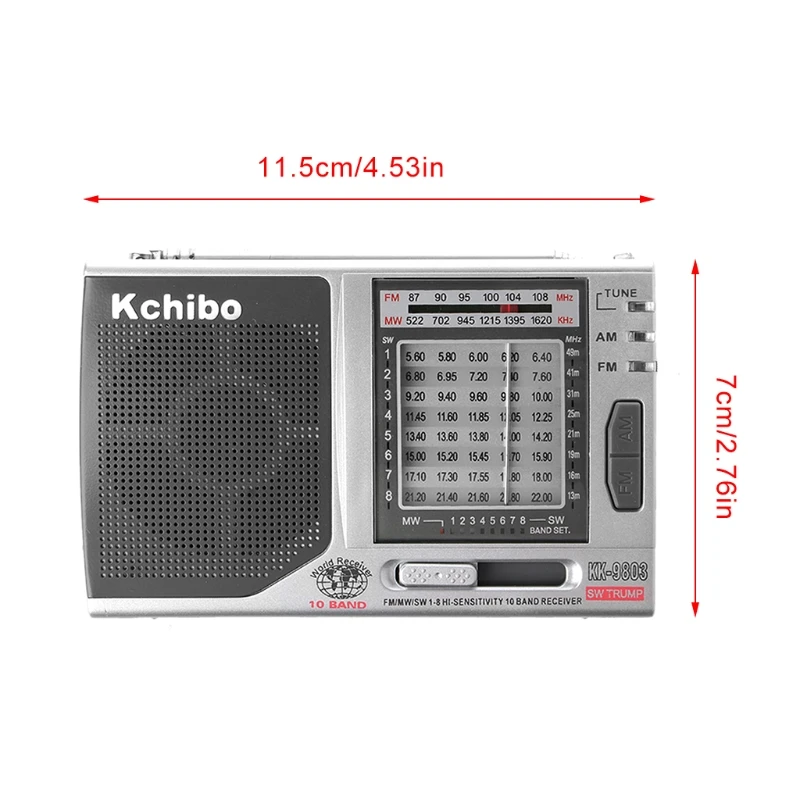 KK-9803 FM/MW/SW1-8 полный 10-диапазонный Высокочувствительный радиоприемник со складной