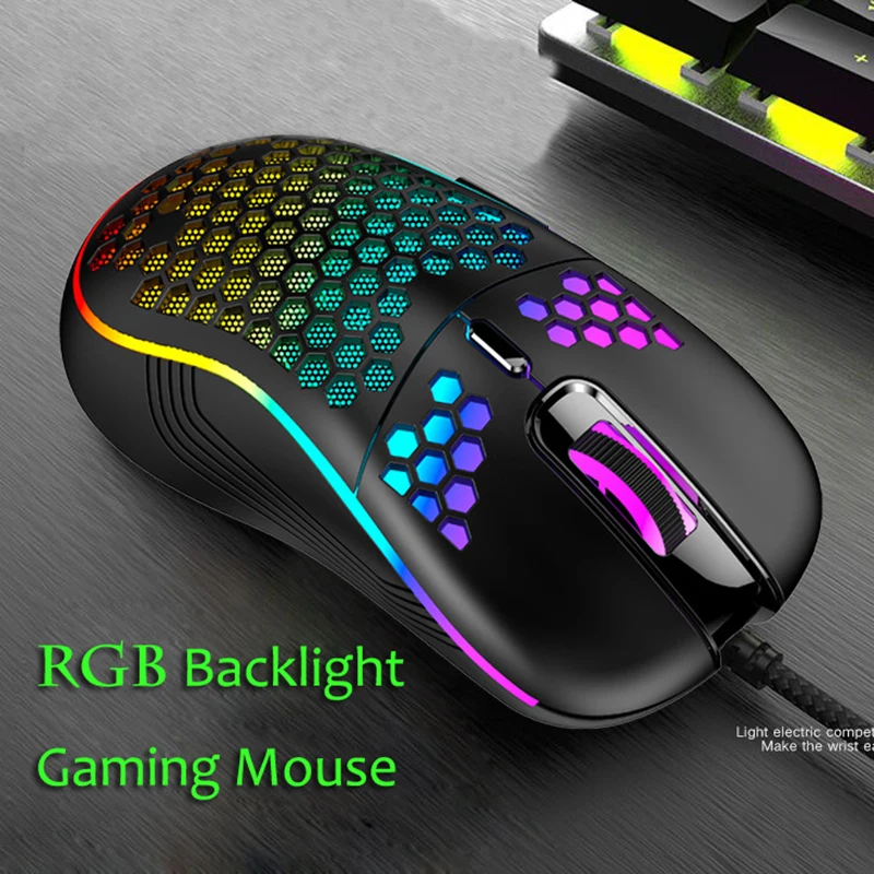 light honeycomb wired gaming mouse rgb backlit 6 key 7200dpi mice macro programming mause for pc laptop desktop computer gamer free global shipping