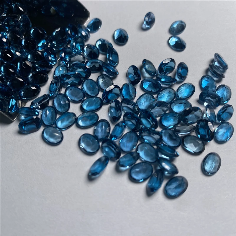 

6*4MM London Blue Topaz Oval Faceted Gemstone Natural Blue Topaz Loose Gemstone Beads for Jewelry Making