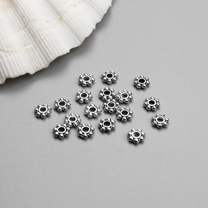 100 шт./лот 6 мм сплав металла античный серебряный цвет разделители бусины