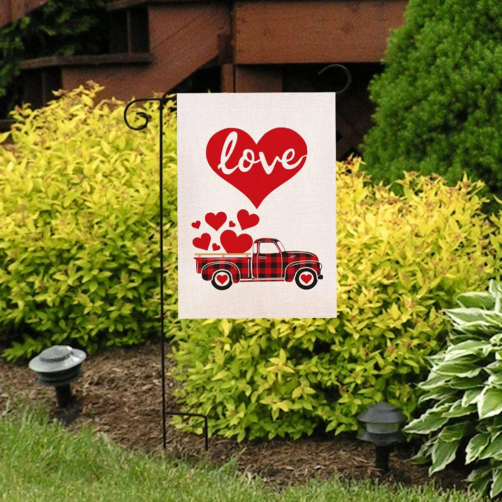 Сад Флаг для ко Дню Святого Валентина Двусторонняя буйвола красного цвета в