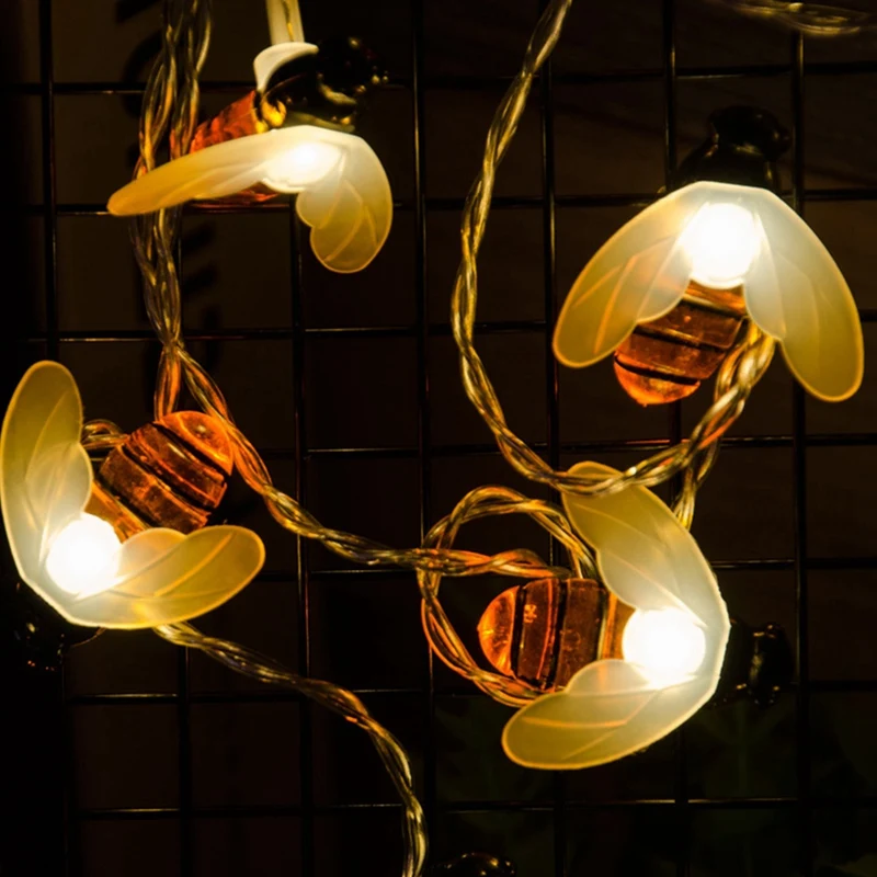 

Solar Powered Cute Honey Bee Led String Fairy Light Bee Outdoor Garden Fence Patio Garland Lights Decorations