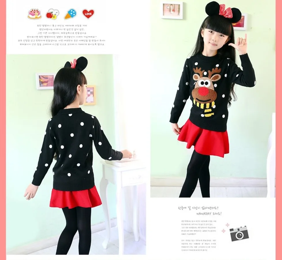 

Teenager Christmas Sweater Girls Winter Cotton Knitted Pullover Long Sleeve Cartoon Kids Autumn Cartoon Owl Sweater for Girls