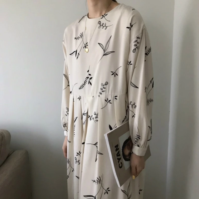 Женские осенние цветочные длинные плиссированные платья платье с длинными