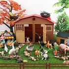 Семейная имитация зоопарка Oenux, фермер, корова, курица, лошадь, свинья, птица, фигурки животных из ПВХ, прекрасная образовательная, детская игрушка