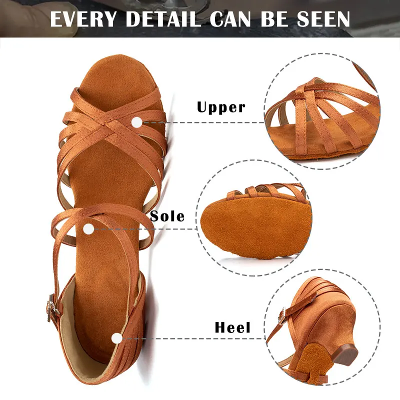 SWDZM Latin Dance Shoes Children Women Ballroom Dancing Shoes Girls Kids Salsa Jazz Party Dance Shoes For Ladies Heeled 4cm