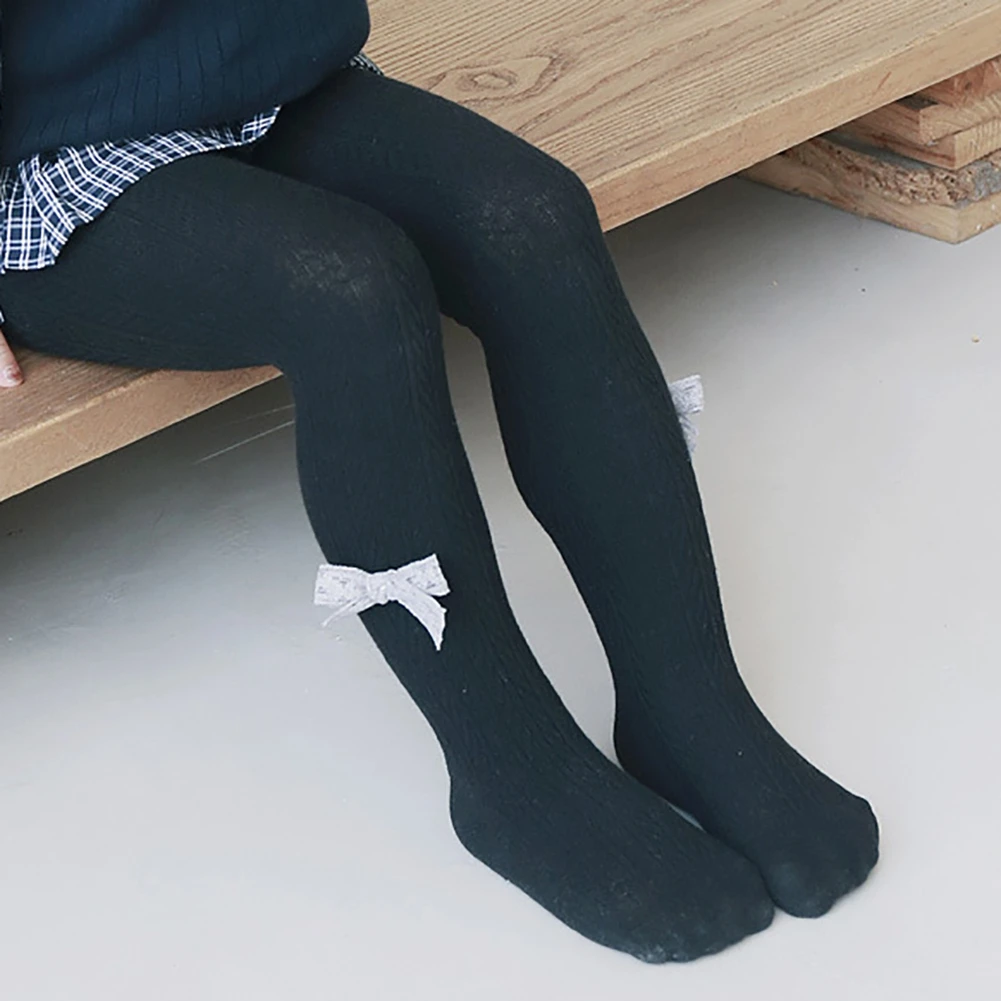 

Spring Autumn Winter Children Bowknot Tights Cotton Baby Girls Pantyhose Kids Infant Knitted Collant Tights 6M To 12T