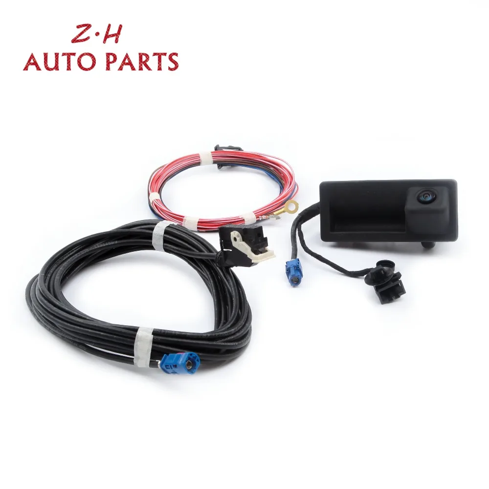 Новая RGB камера заднего вида и комплект жгутов для камеры 56D 827 566 A Jetta MK6 Tiguan Passat B7 RNS