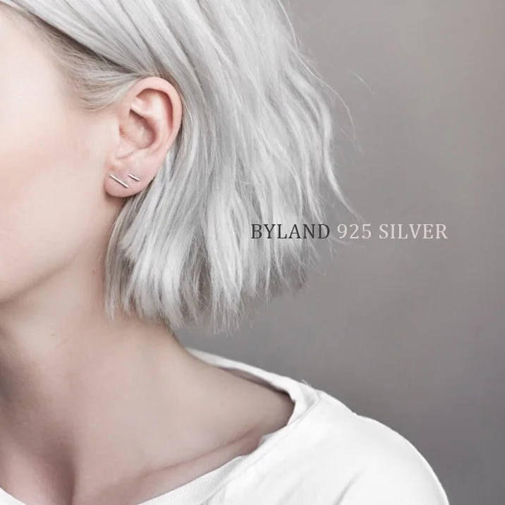 

S925 Sterling Silver Ear Stud A- line Ear Stud Small round Stick Small Hammer Anti-Allergy Earrings