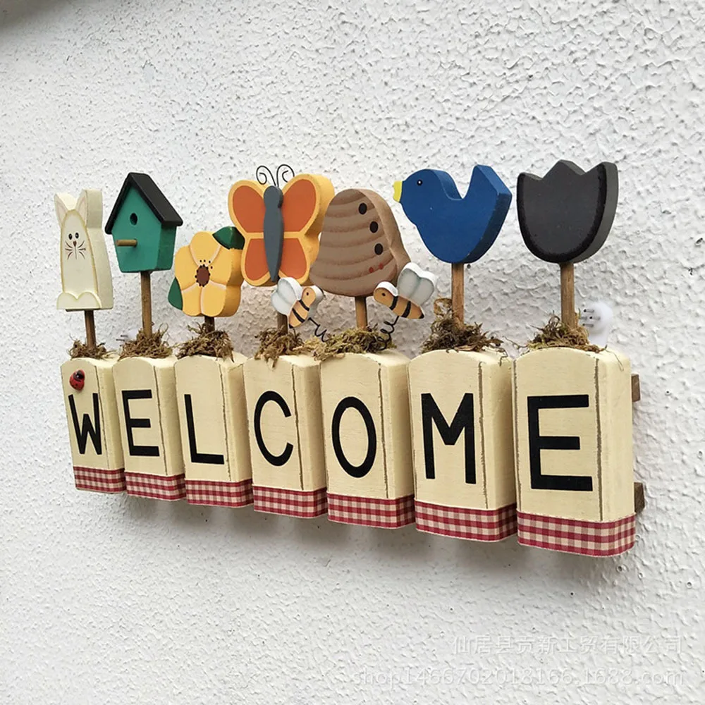 

Welcome Sign Hanger Wooden Clothes Hook Kitchen Hangers Decoration Hook
