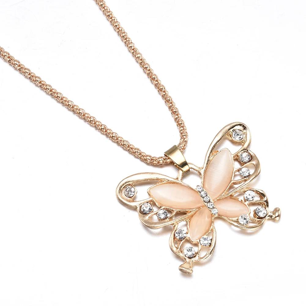 Ожерелье Чокеры с золотыми и розовыми бабочками длинное ожерелье камнем кошачий