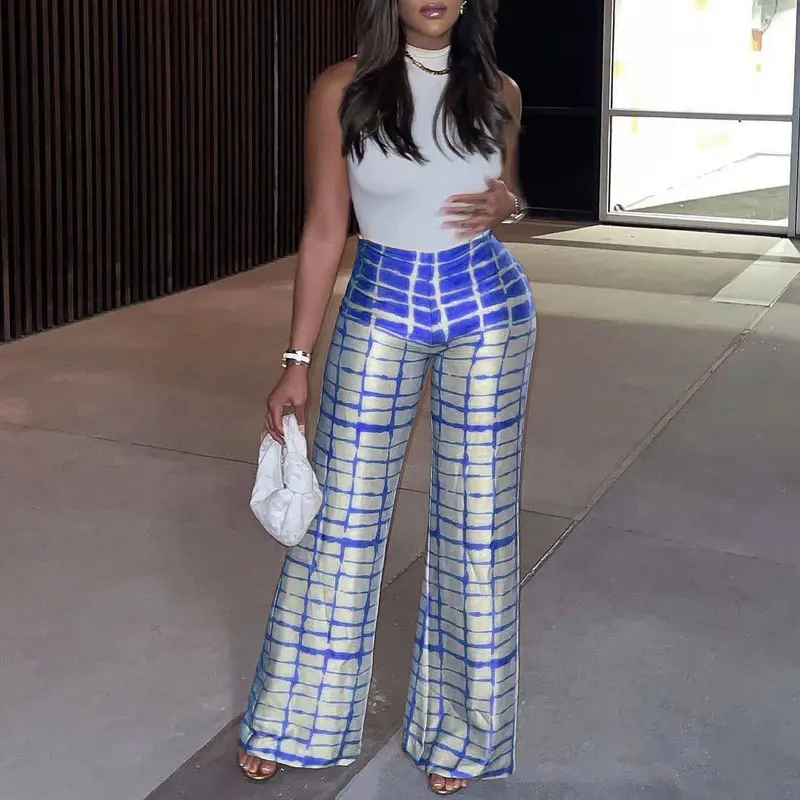 

Женские длинные брюки Y2K полосатые повседневные широкие свободные женские брюки с высокой талией винтажные женские брюки осень-зима 2021 мод...