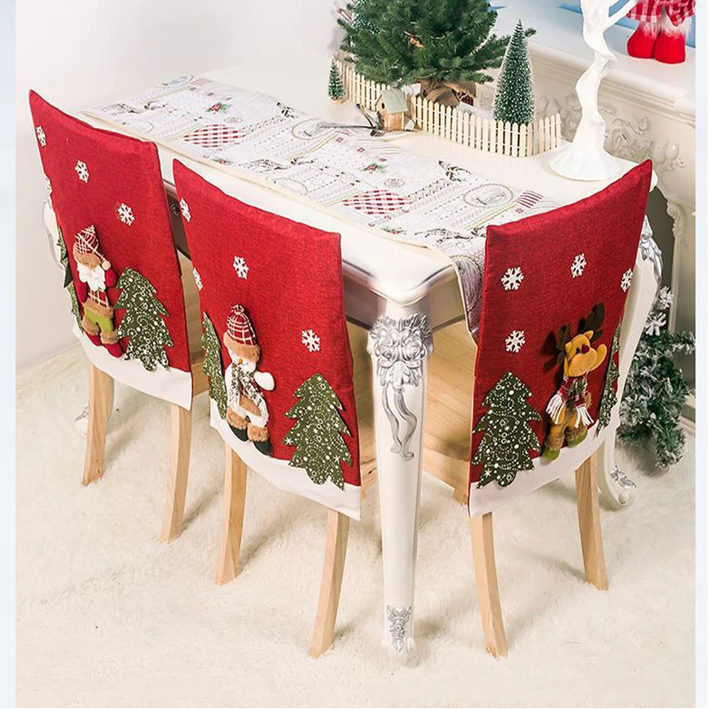 Домашний 3D сосновый снег декоративная кукла столовая защитный чехол для стула