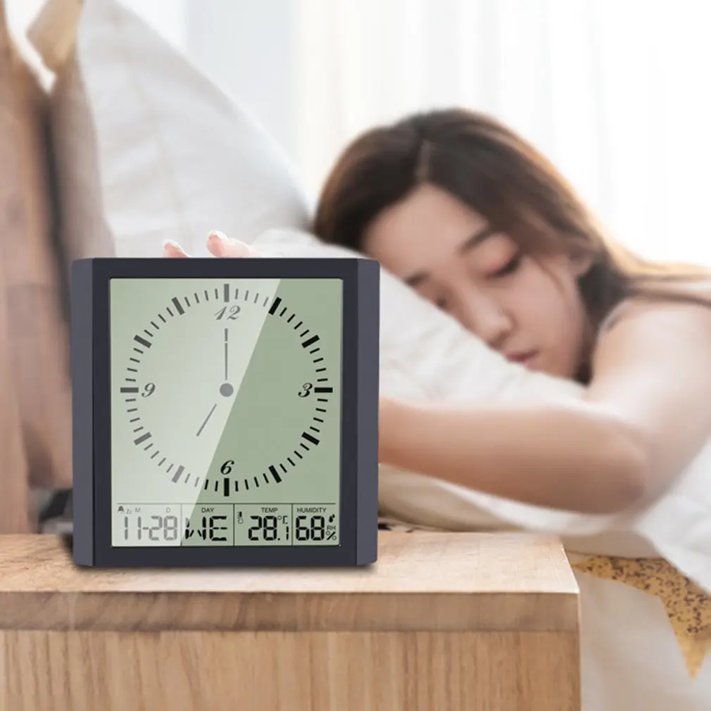 

Home Digital Wall Clock Desktop Mute Electronic Calendars Clock Temperature And Humidity Display Alarm Clock Home Decor