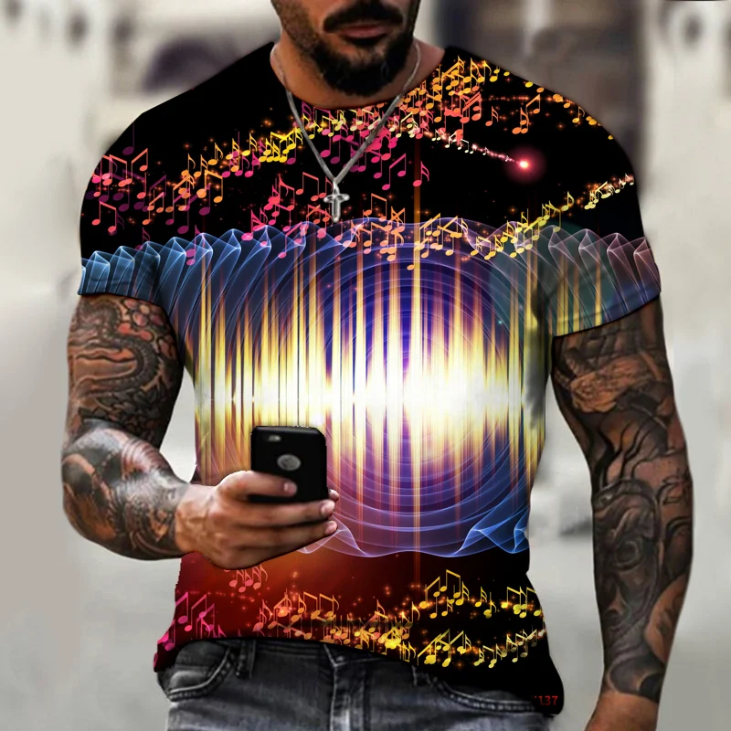 

Oversized short-sleeved T-shirt men's O-neck 3D three-dimensional art printing shirt colorful street style casual top