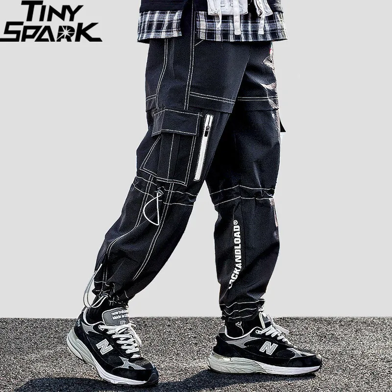 2019 мужские брюки карго хип уличная одежда длиной до бедер Харадзюку шаровары