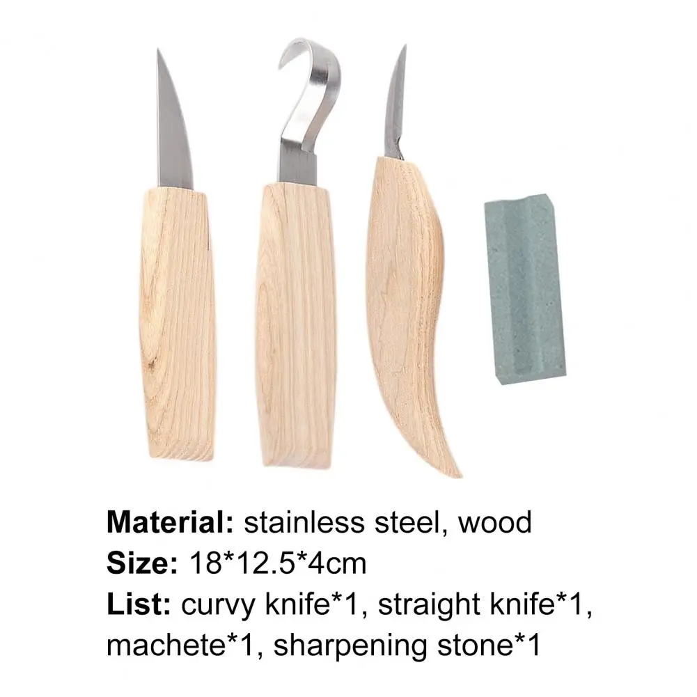 

4Pcs Professional Graving Chisels Rust-proof Sharp Stainless Steel Professional Carving Chisel Group for Wood Crafts Tools