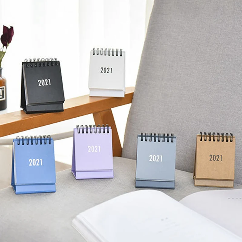 

2021 Simple Fashion Black White Grey Series Desktop Calendar Dual Daily Schedule Table Planner