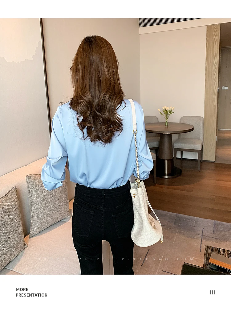

Houthion Chiffon Solid Women's Blouses Long Sleeve Top Summer Fashion Casual New Korean Retro Blouse Breasted Woman Shirt