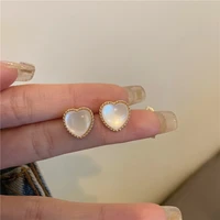 sweet acrylic heart stud earrings delicate mini ear studs trendy ear clip earring without piercing for women girls jewelry gift