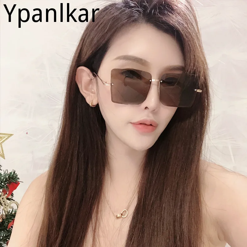 

Fashion Square Rimless Sunglasses New Women Sunglasses Shades Metal Sunglasses UV400 Eye Wear