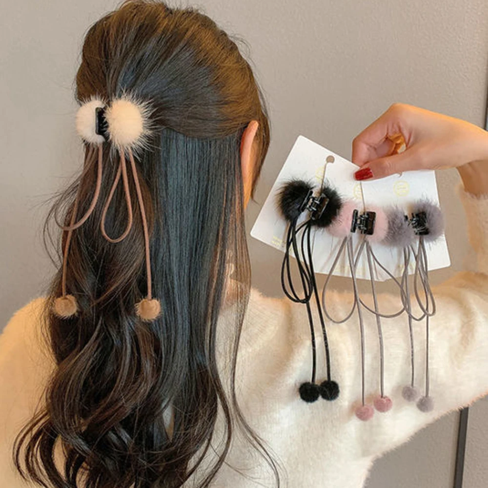 

New Cute Tassel Ball Hair Claw For Women Girls Hairclip Bangs Hairgrips Back Head Top Clip Hairpin Hair Accessories