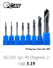XCAN 1 шт. 90 градусов 2-12 мм Фаска фрезы Фрезы ЧПУ Концевая фреза с фиксированной точкой сверло Карбид Концевая фреза