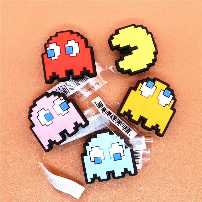 High imitation Game Style PVC Shoe Charms Cute Pac-Man Shoe Accessories Shoe Buckle Decorations fit Croc JIBZ Kids X-mas Gifts