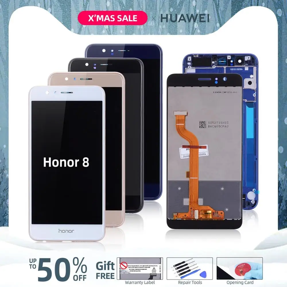 Дисплей для Honor 8 Ремонт сенсорного ЖК-экрана с рамкой 5,2 ''ЖК-дисплей для huawei Honor 8 дисплей FRD-L09 запасные части