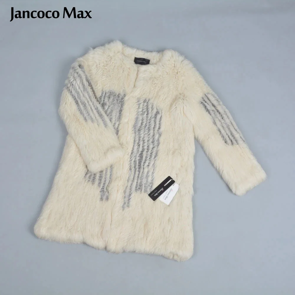 Jancoco Max новые женские длинные пальто из натурального кроличьего меха Высокое