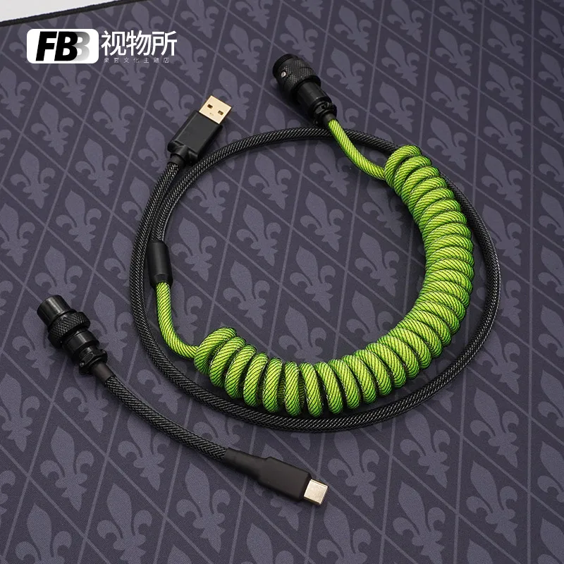 FBB Cables Matcha Green Color Customized Mechanical Keyboard Data Cable Ducky Geely Year of The Duck and Mouse Limited Type C