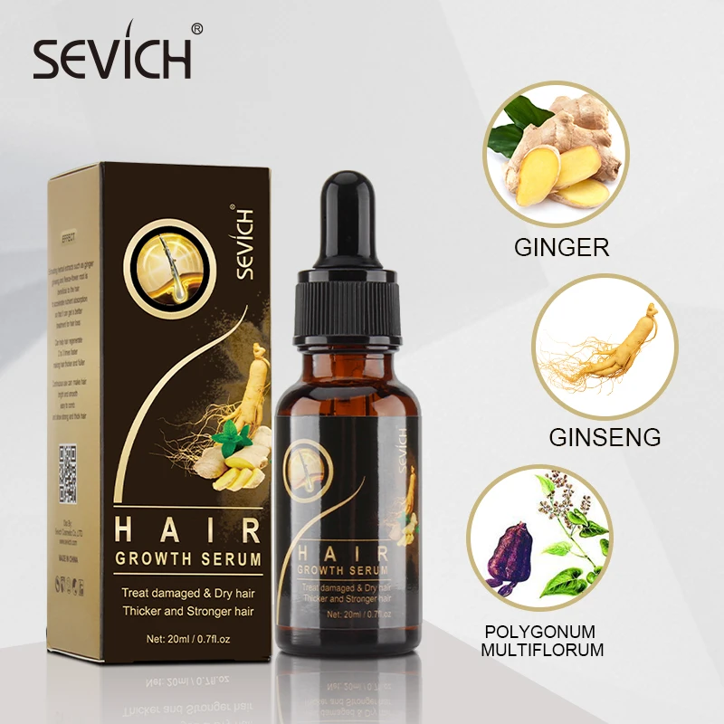 

Sevich 20ml Fast Hair Growth Oil Serum Prevent Hair Loss Treatment Ginger Extract Growing Hair Products for Hair Care and Scalp