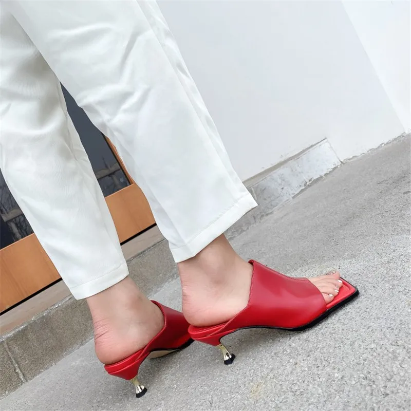 PXELENA/роскошные женские шлепанцы из натуральной кожи со стразами на высоком