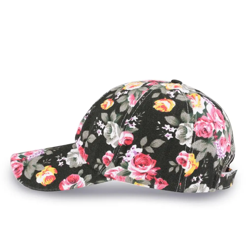 Бейсболка женская с цветочным рисунком регулируемая короткая спортивная кепка в