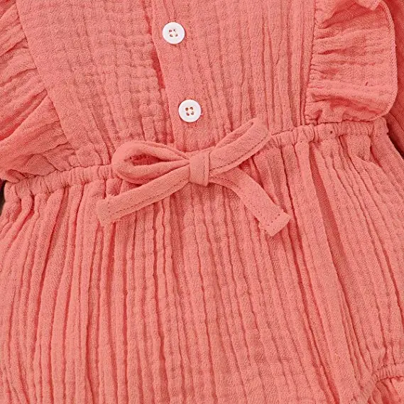 

Newborn Infant Baby Girl Clothes Cotton Linen Rompers Solid Ruffle Jumpsuits Onesie Infant Baby Clothes Girl