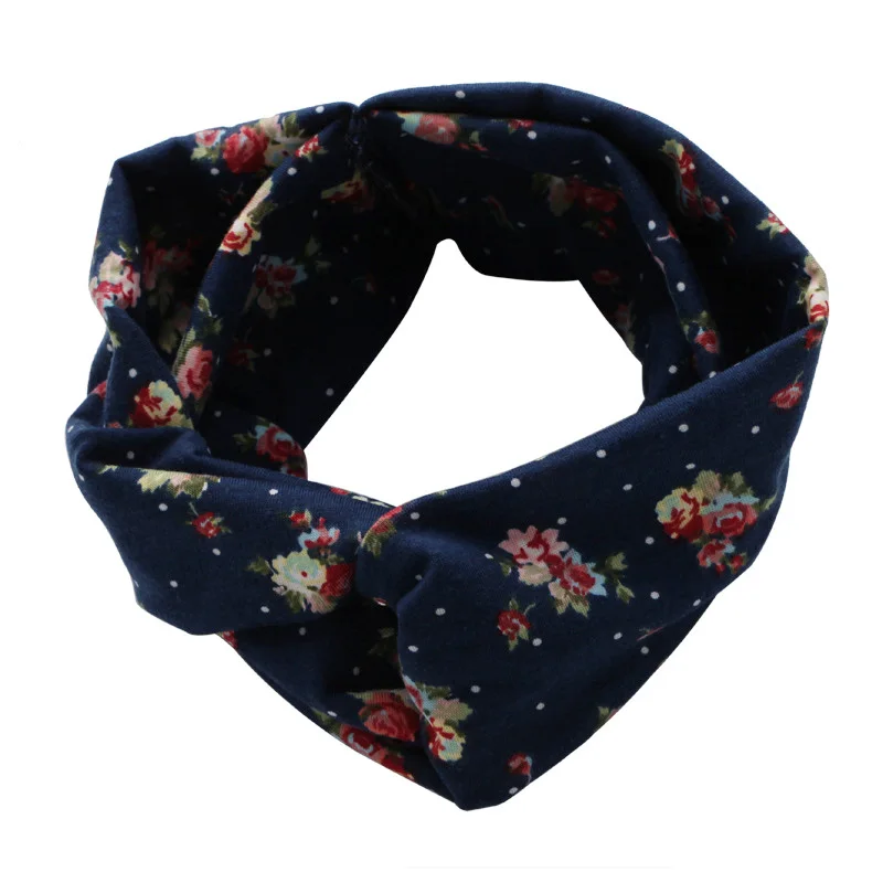 

Women Flower Headband Floral Print Elastic Turban Cross Knot Hair Band Hair Accessories TT@88