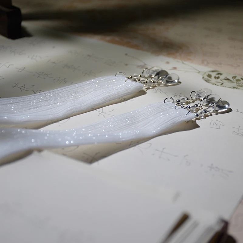 

Chinese clothes antiquity solid ribbon hair accessories headband glass ribbon wrinkle droplets with fairy Liangsi