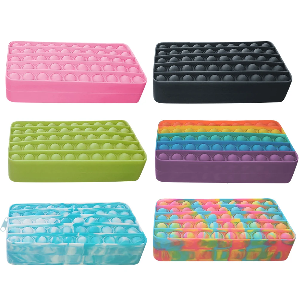 

Rectangle Pencil Case Silicone Rectangle Fidget Toy Push Bubble Sensory Stress Sensory Toy Relief Funny Anti-stress Hand Toys