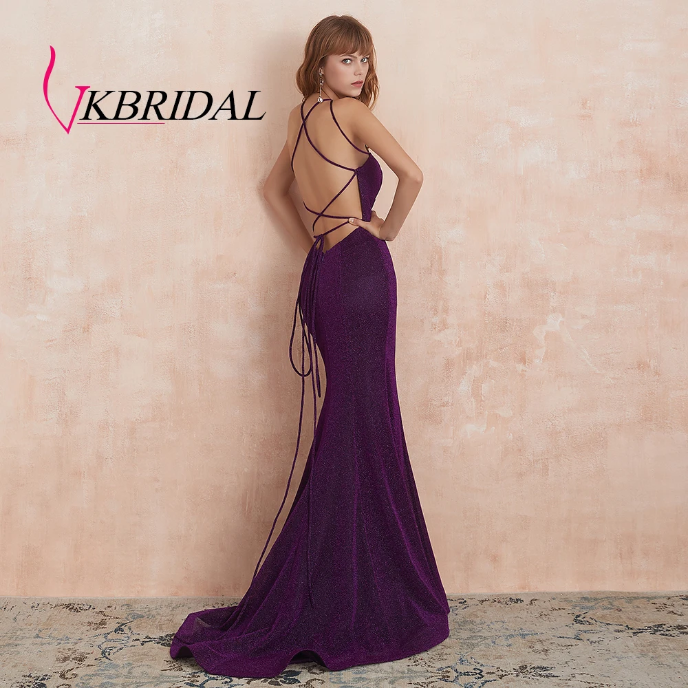 VKBRIDAL Sparkle Glittery Long Prom Dresses 2019 Sexy Spaghetti Strappy Back Shiny Glitter Mermaid Evening Gowns | Свадьбы и