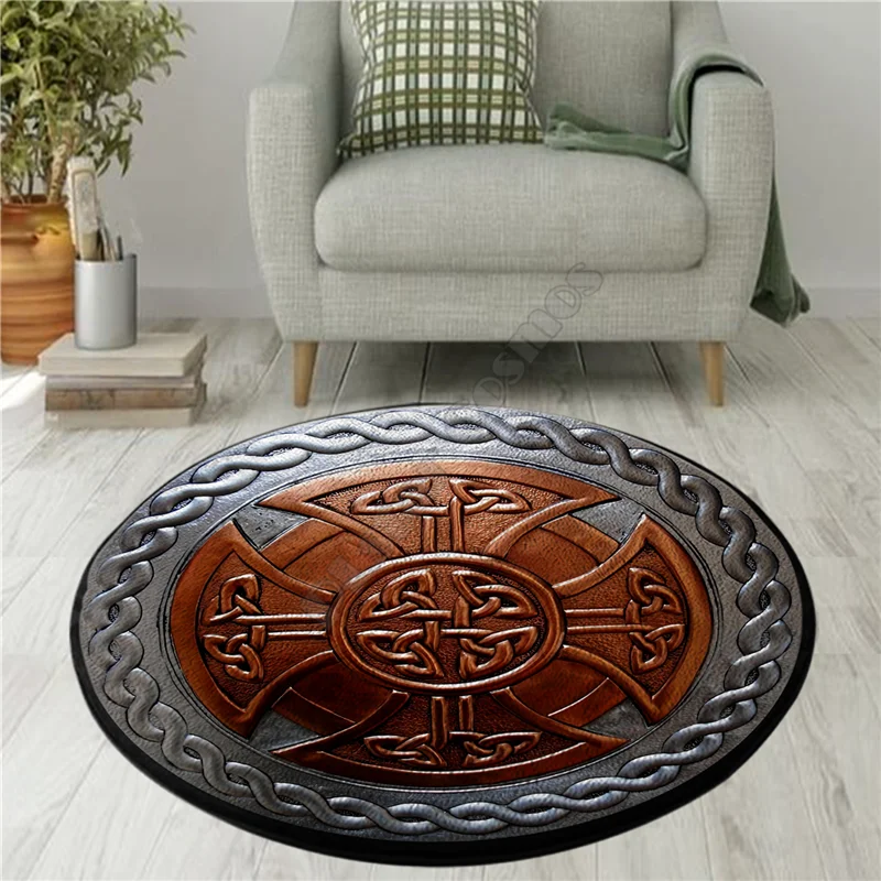 

Viking Armor Circle Rug Anti-Skid Round shape Floor Mat 3D Rug Non-slip Mat Dining Living Room Soft Bedroom Carpet 01