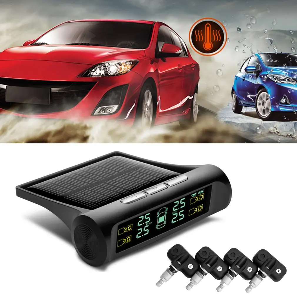 Датчик давления в шинах TPMS зарядка от солнечной энергии цифровой ЖК-дисплей