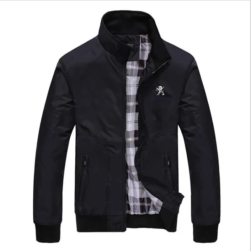 

Peugeot car logo 2021 new spring and autumn men's casual zipper solid color men's bomber jacket baseball uniform jacket