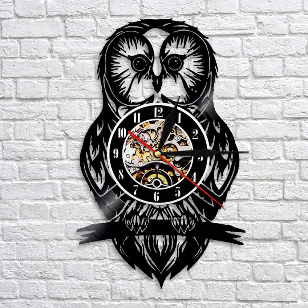 Виниловые настенные часы с изображением совы декор для птица подарок детей