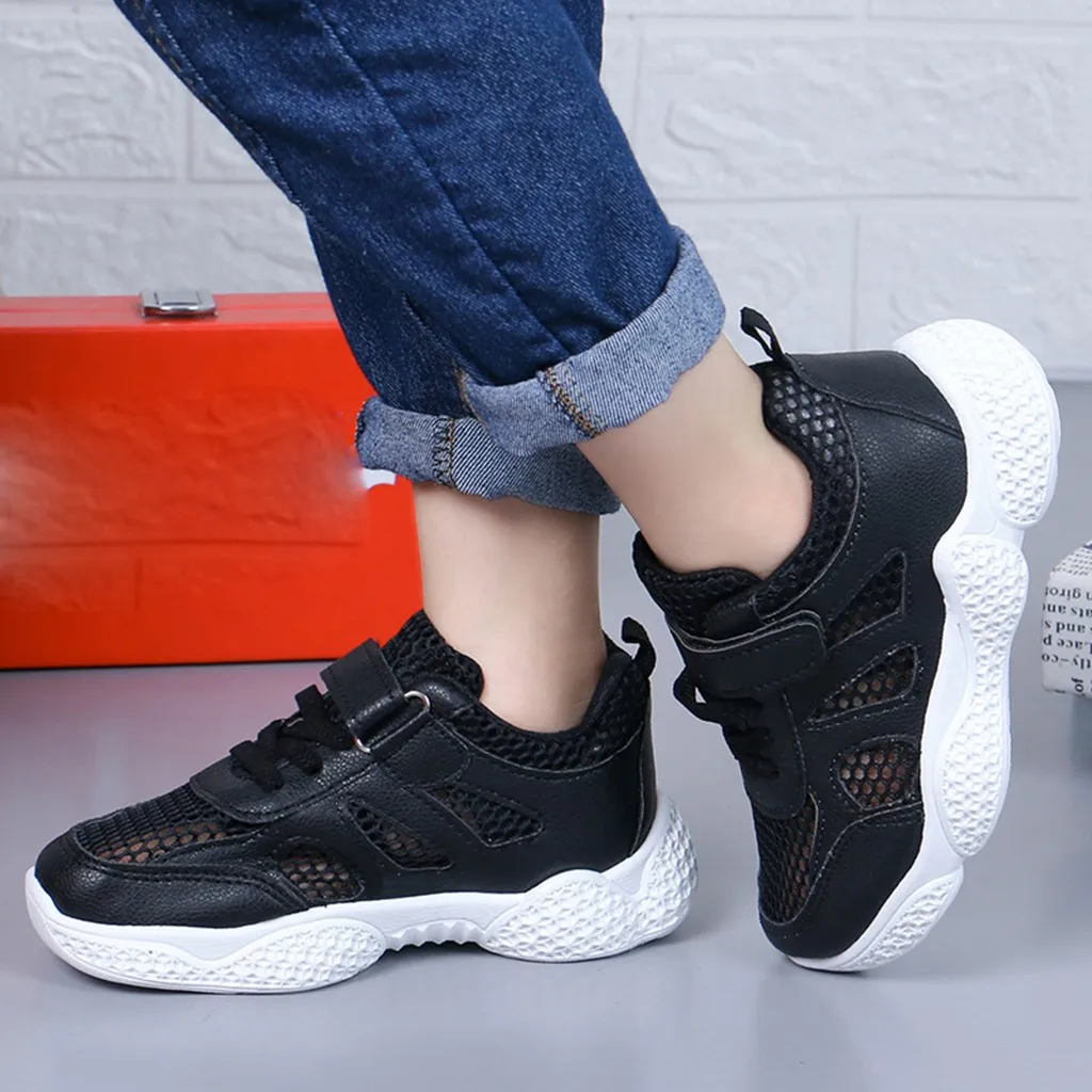 Детская Обувь для маленьких девочек и мальчиков Сетчатые спортивные кроссовки