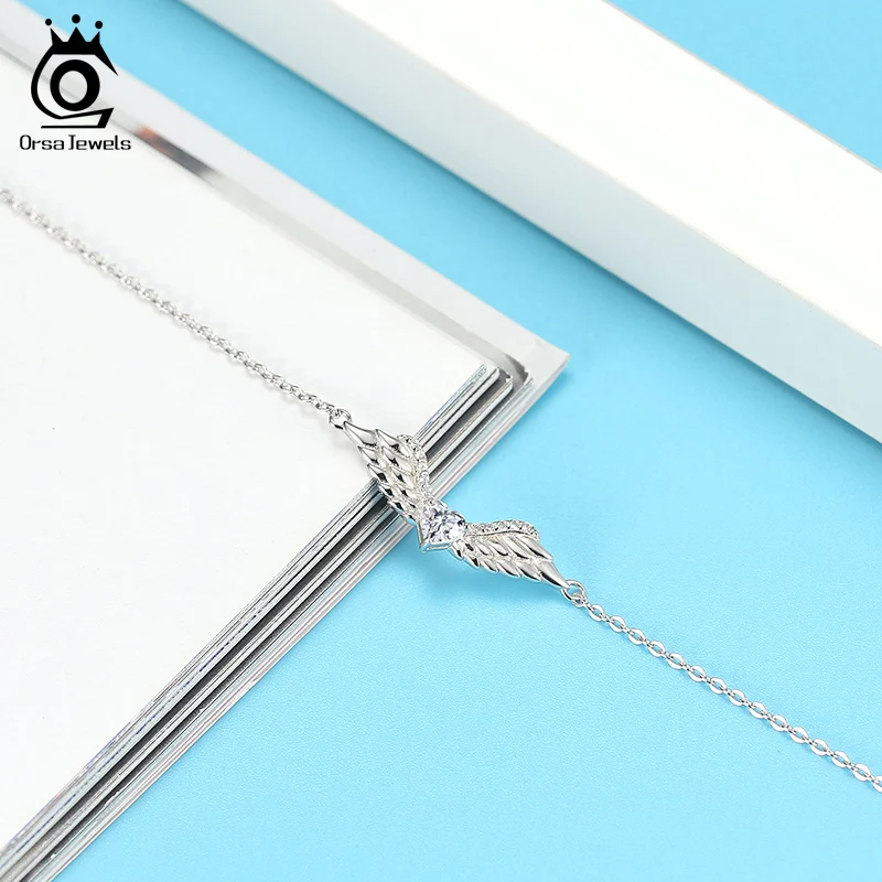 Женский браслет с фианитом ORSA JEWELS регулируемый в виде совы большим сердцем