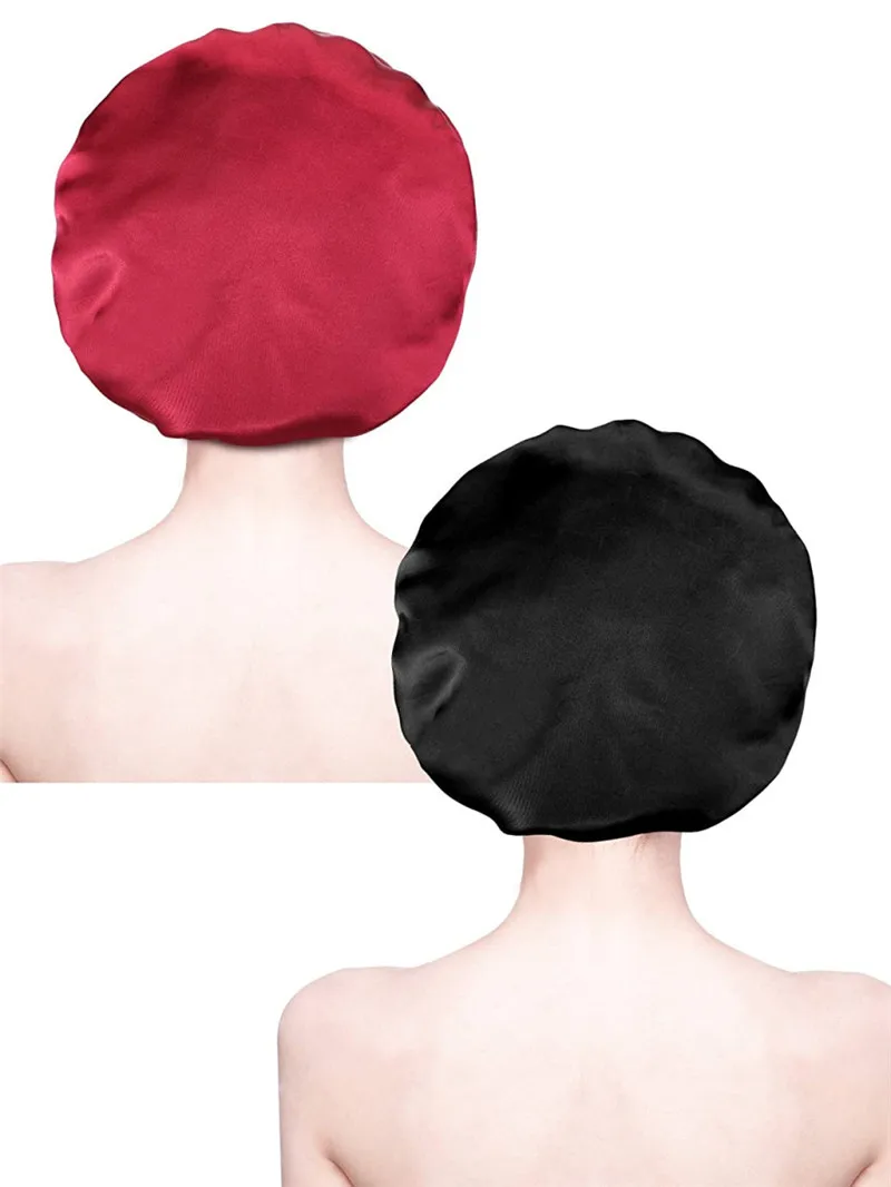 

New Reversible Satin Bonnet Double Layer Adjustable Size Sleep Night Silk Cap Head Cover Bonnet Hat For Muslim Women Hair Care