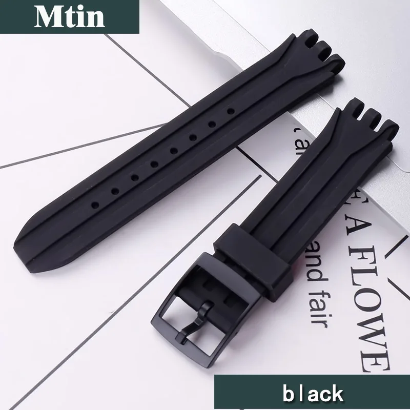 18mm silicone strap men's pin buckle watch accessory is For Swatch SUIK400 SUIB400 402 outdoor sports wristband bracelet ladies enlarge