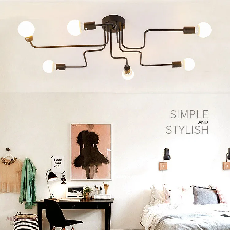 Винтажные потолочные светильники лампа из кованого железа с несколькими