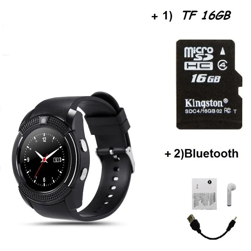 Black with TF BT Stepfly SM08 Смарт-часы 1,22 дюймов полный круглый дисплей 2G один nano sim bluetooth Смарт-часы - Цвет: Black with TF BT