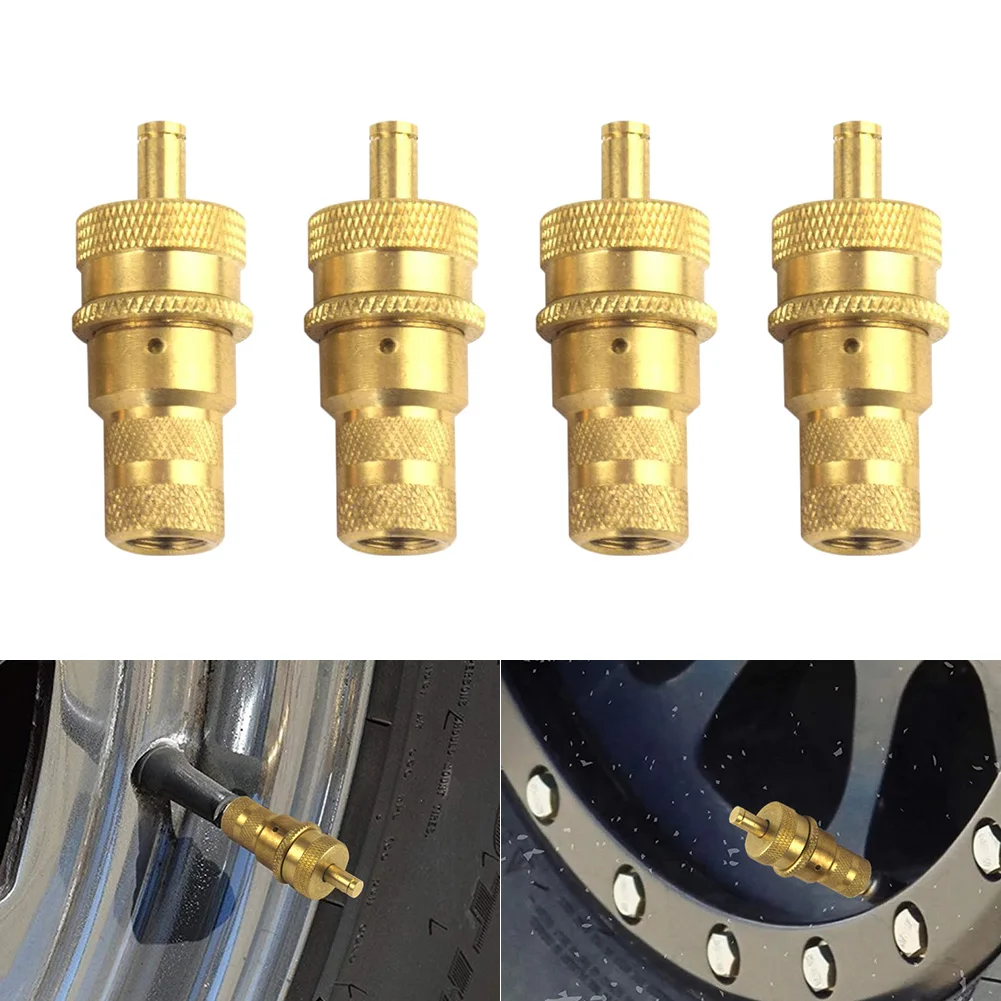 

4pcs Universal Offroad Brass Tire Deflators Kit Automatic 6-30psi Tyre Tire Pressure Relief Valve Deflators Bleeder Valve Set